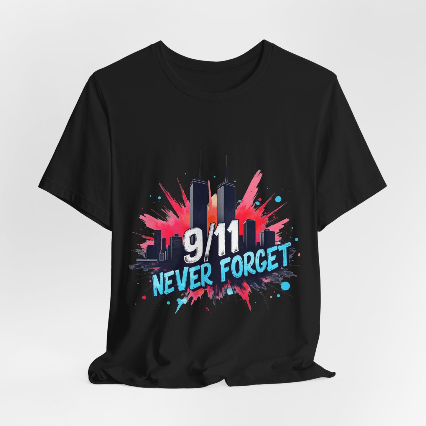 9/11 Never Forget T-Shirt — Patriotic Memorial Tee with Twin Towers Graphic