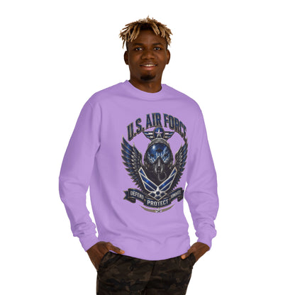U.S. Air Force Skull Crewneck Sweatshirt — Defend Protect Dominate Tactical Pullover