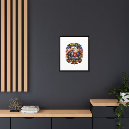 America 250th Anniversary Framed Canvas — Patriotic Bald Eagle Wall Art