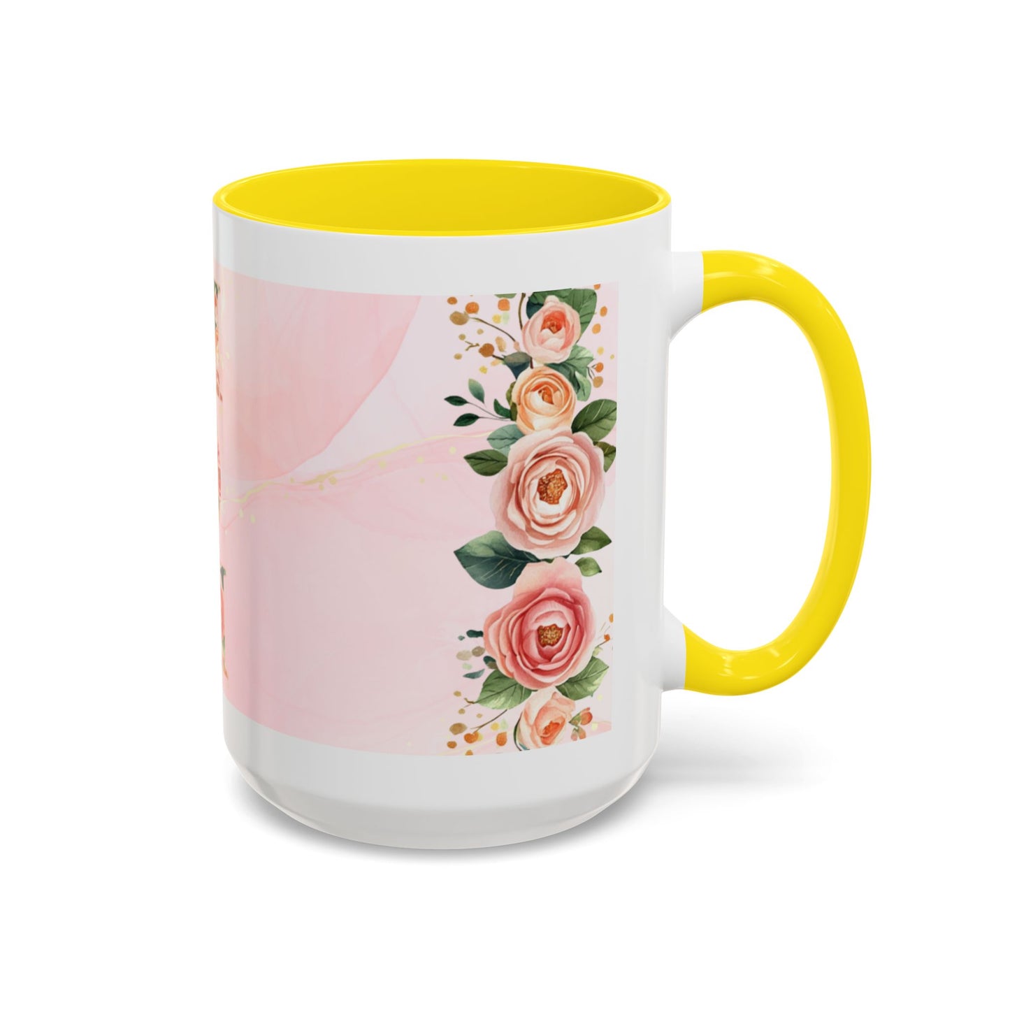 Mom Floral Accent Coffee Mug – Pink Rose Mother's Day Gift (11/15 oz)