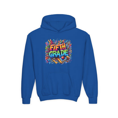 Fifth Grade Kids Hoodie - Colorful School Supplies Back-to-School Sweatshirt
