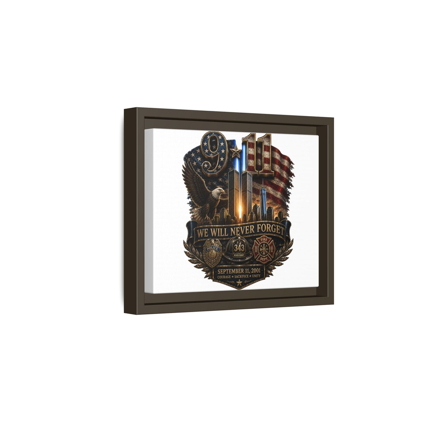 9/11 We Will Never Forget Framed Matte Canvas