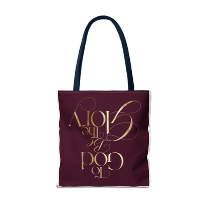 To God Be The Glory Burgundy Tote Bag — Inspirational Christian Scripture Tote