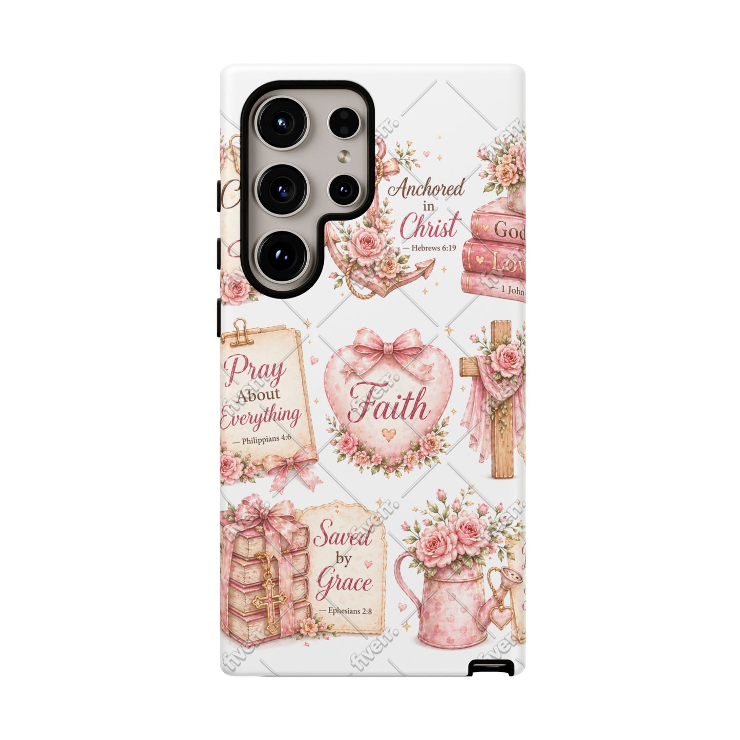 Faith Floral Phone Case – Christian Inspirational Scripture iPhone Cover (Choose Joy, Pray, Faith)