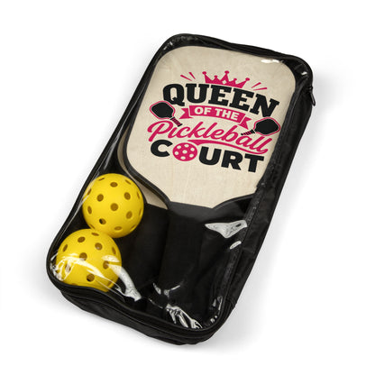 Queen of the Pickleball Court Paddle Set — Pickleball Kit with 'Queen of the Pickleball Court' Design