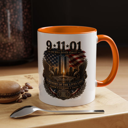 9·11 Memorial Coffee Mug — Never Forget Tribute Accent Mug (11/15oz)