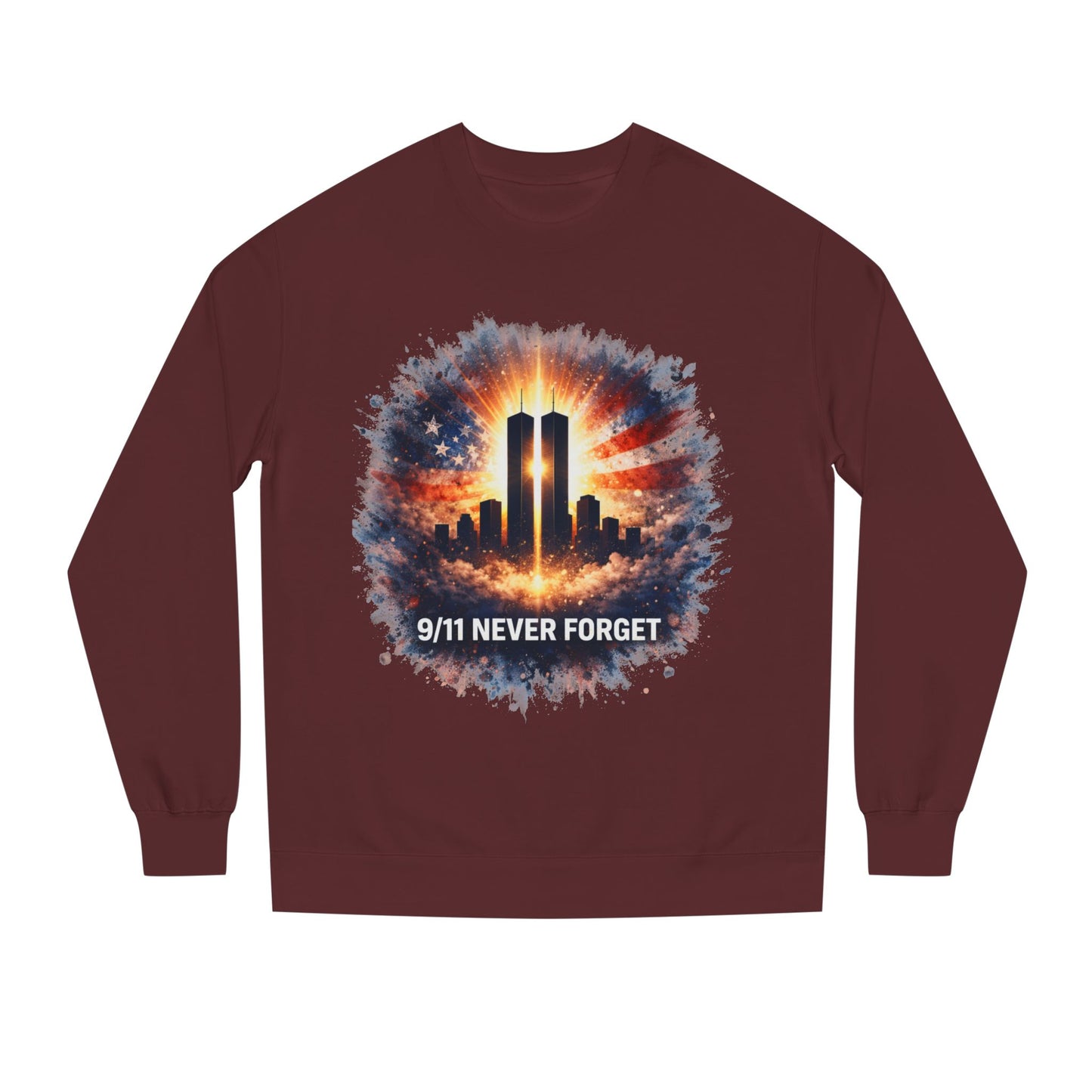 9/11 Never Forget Sweatshirt — World Trade Center Tribute Crewneck