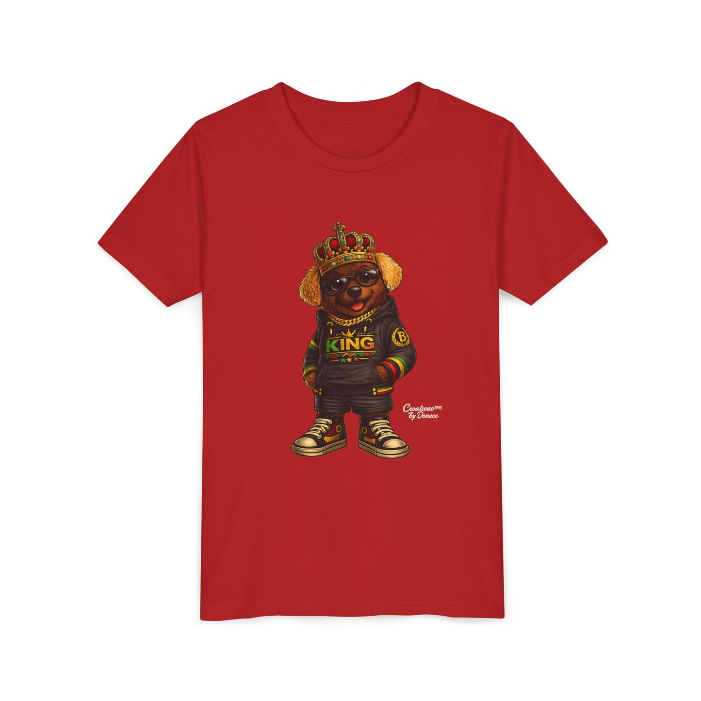 Youth Tee — 'Lil King' Crowned Bear Graphic Shirt