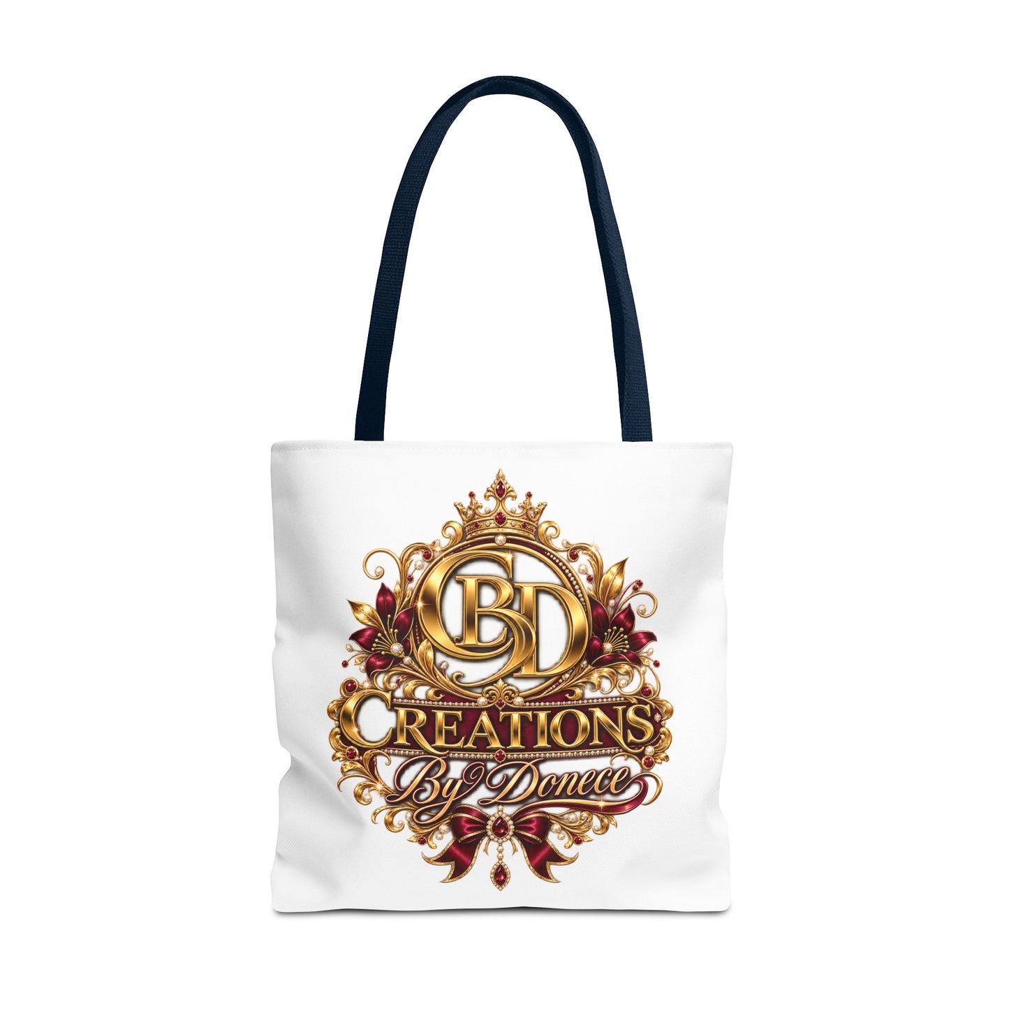 Tote Bag — Creations By Denee Ornate Gold Logo Tote (Designer Logo, Elegant Floral Crest)