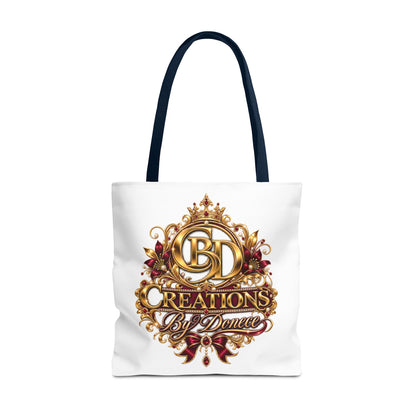 Tote Bag — Creations By Denee Ornate Gold Logo Tote (Designer Logo, Elegant Floral Crest)