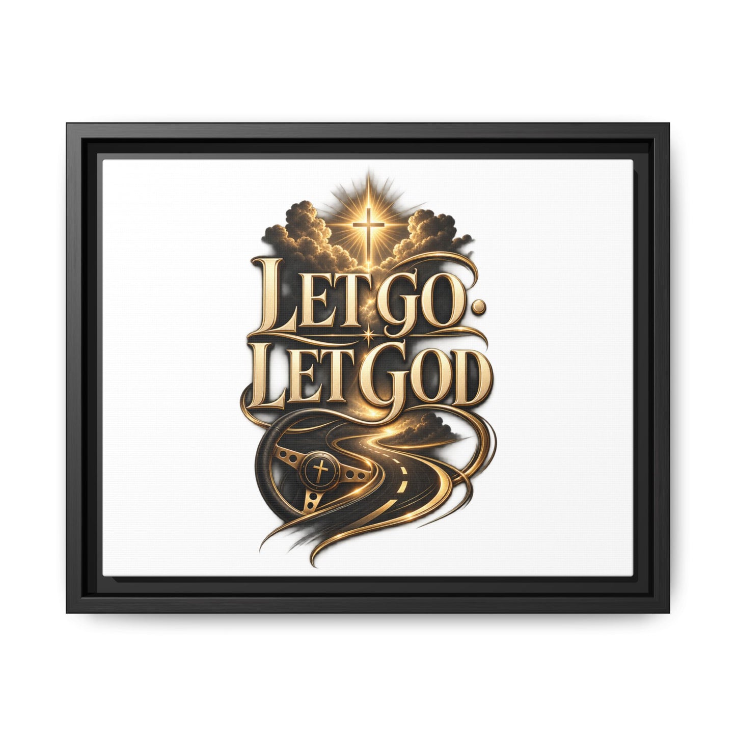 Let Go, Let God Framed Canvas Wall Art — Inspirational Christian Decor