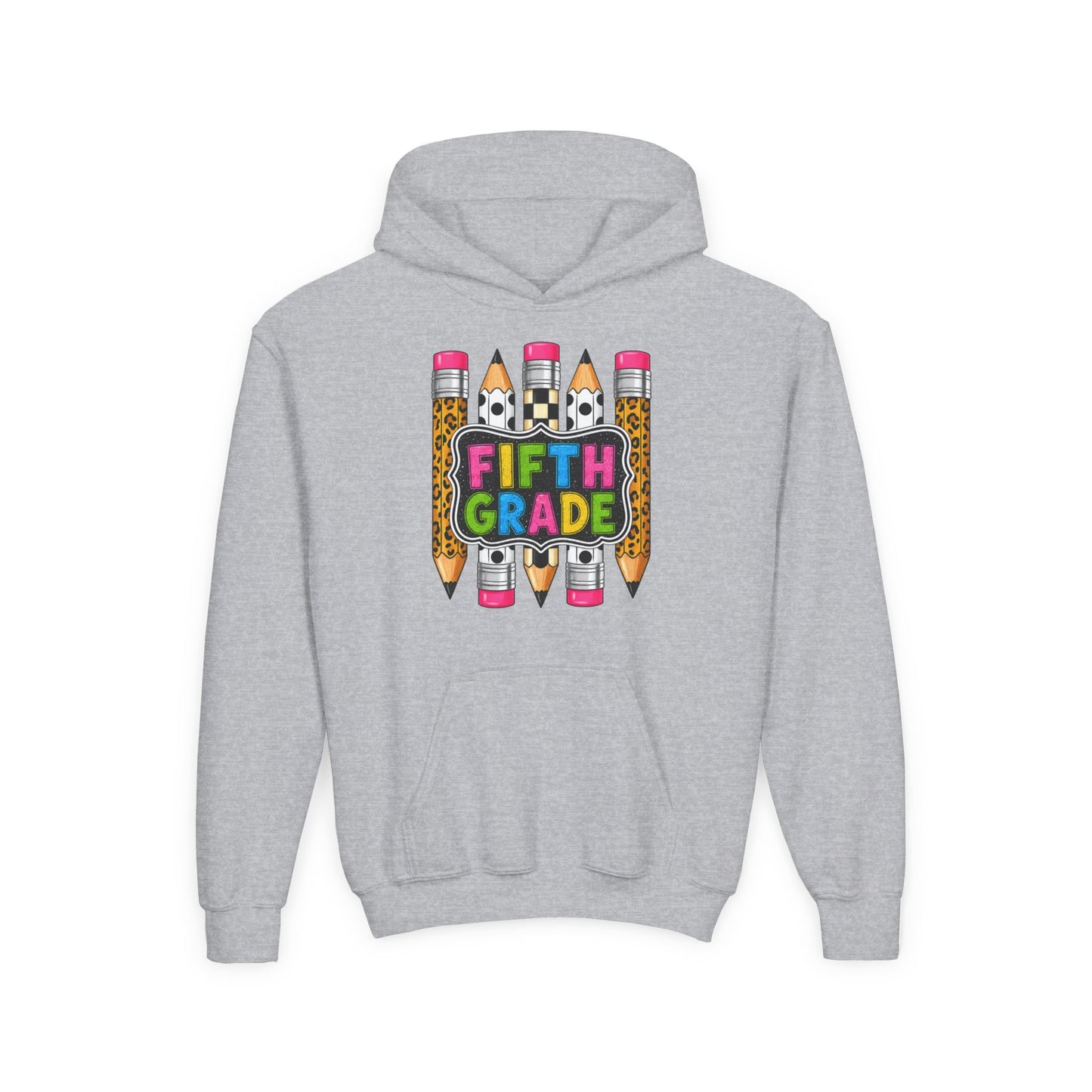 Fifth Grade Kids Hoodie — Colorful Pencil Back‑to‑School Sweatshirt for Students
