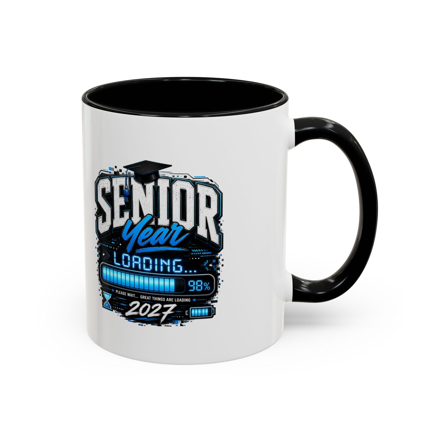 Senior Year Loading 2027 Accent Coffee Mug — Graduation Gift Cup (11/15oz)