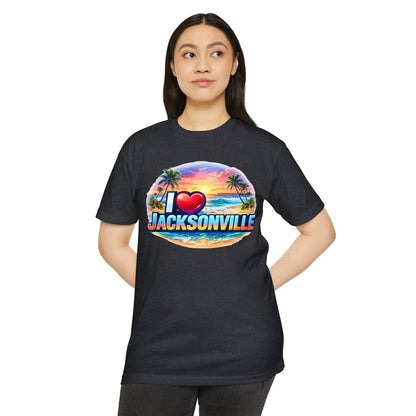 I  Jacksonville Beach T-Shirt — Retro Sunset Palm Vacation Tee