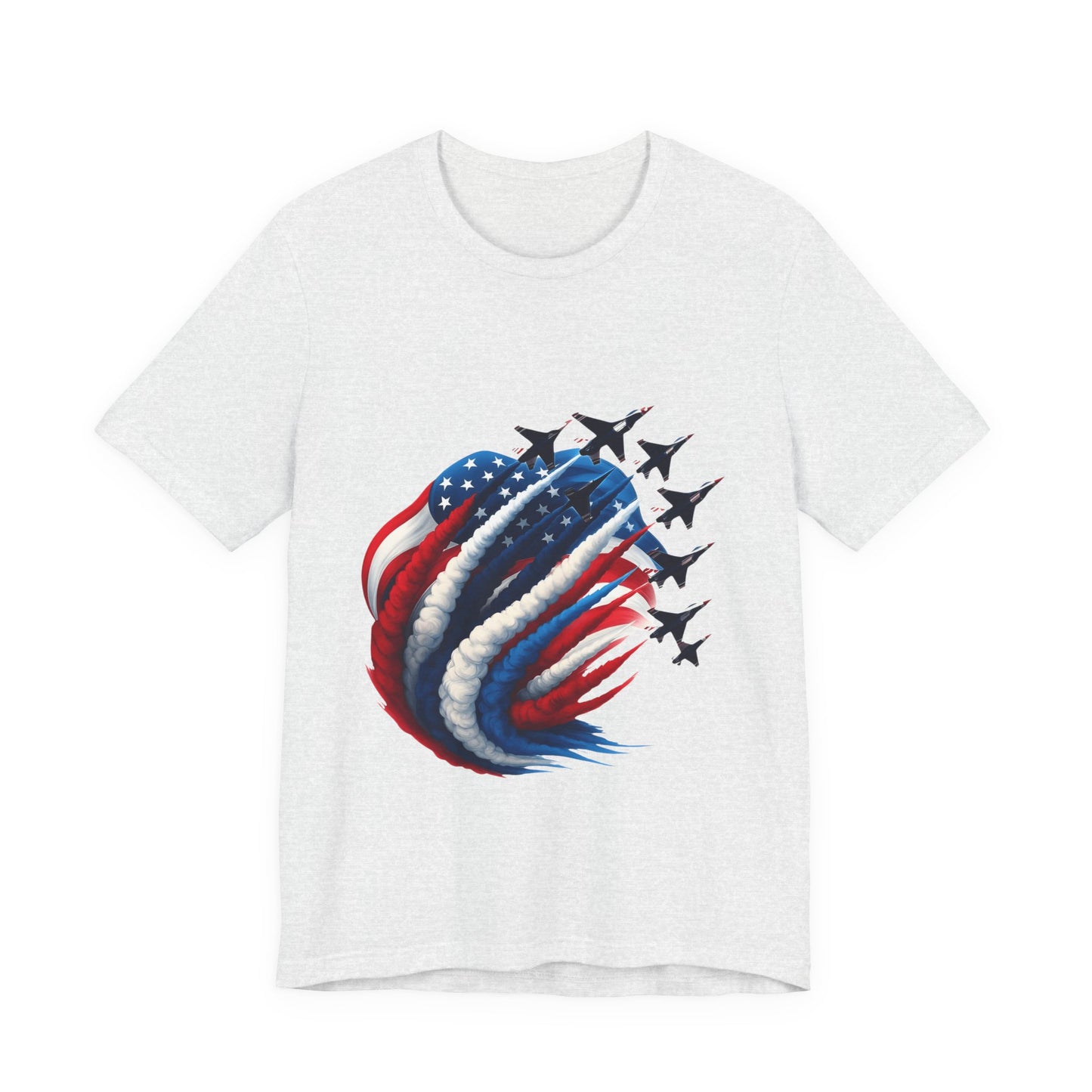Patriotic Jet Flyover T-Shirt — American Flag Smoke Trail Tee
