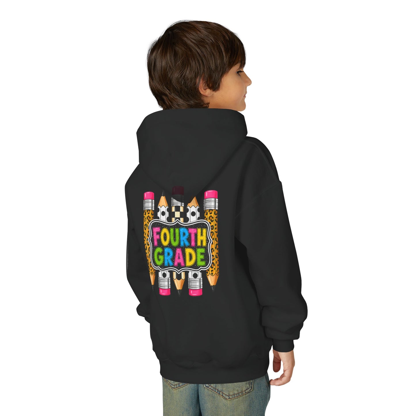 Fourth Grade Kids Hoodie — Colorful Pencil School Sweatshirt