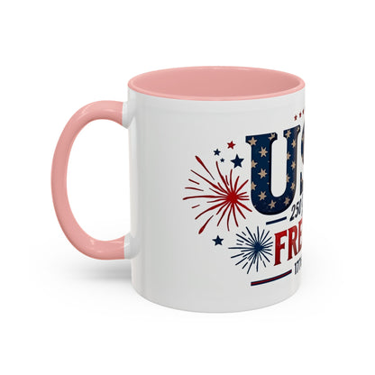 USA 250 Years of Freedom Accent Coffee Mug – 1776–2026 Patriotic Fourth of July Gift