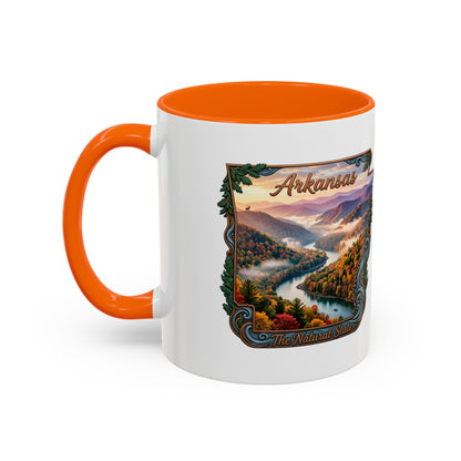 Arkansas Scenic Coffee Mug — Vintage State Map River Landscape (11/15 oz)