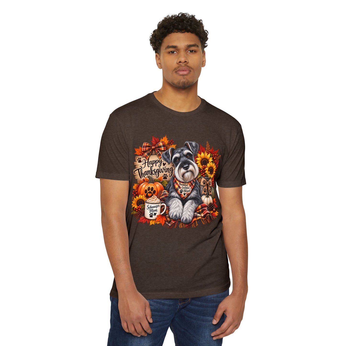Thanksgiving Schnauzer T-Shirt — Happy Thanksgiving Fall Dog Tee