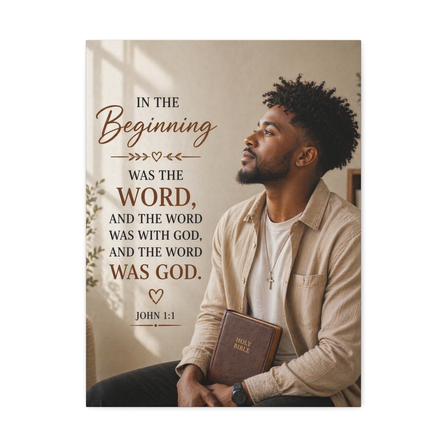 Stretched Canvas - John 1:1 Scripture Wall Art (In the Beginning)