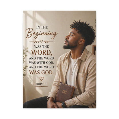 Stretched Canvas - John 1:1 Scripture Wall Art (In the Beginning)
