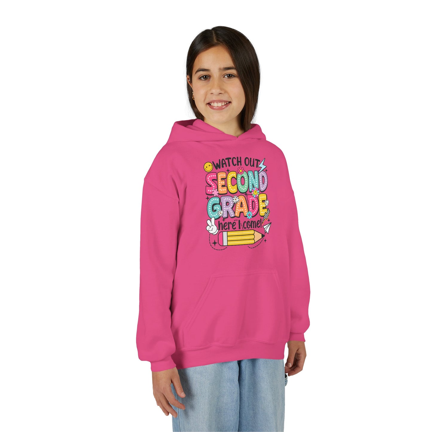 Second Grade Hoodie - "Watch Out Second Grade Here I Come" Back-to-School Kids Sweatshirt