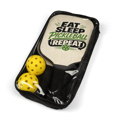 Pickleball Paddle Set — "Eat Sleep Pickleball Repeat" Paddle & Balls Kit