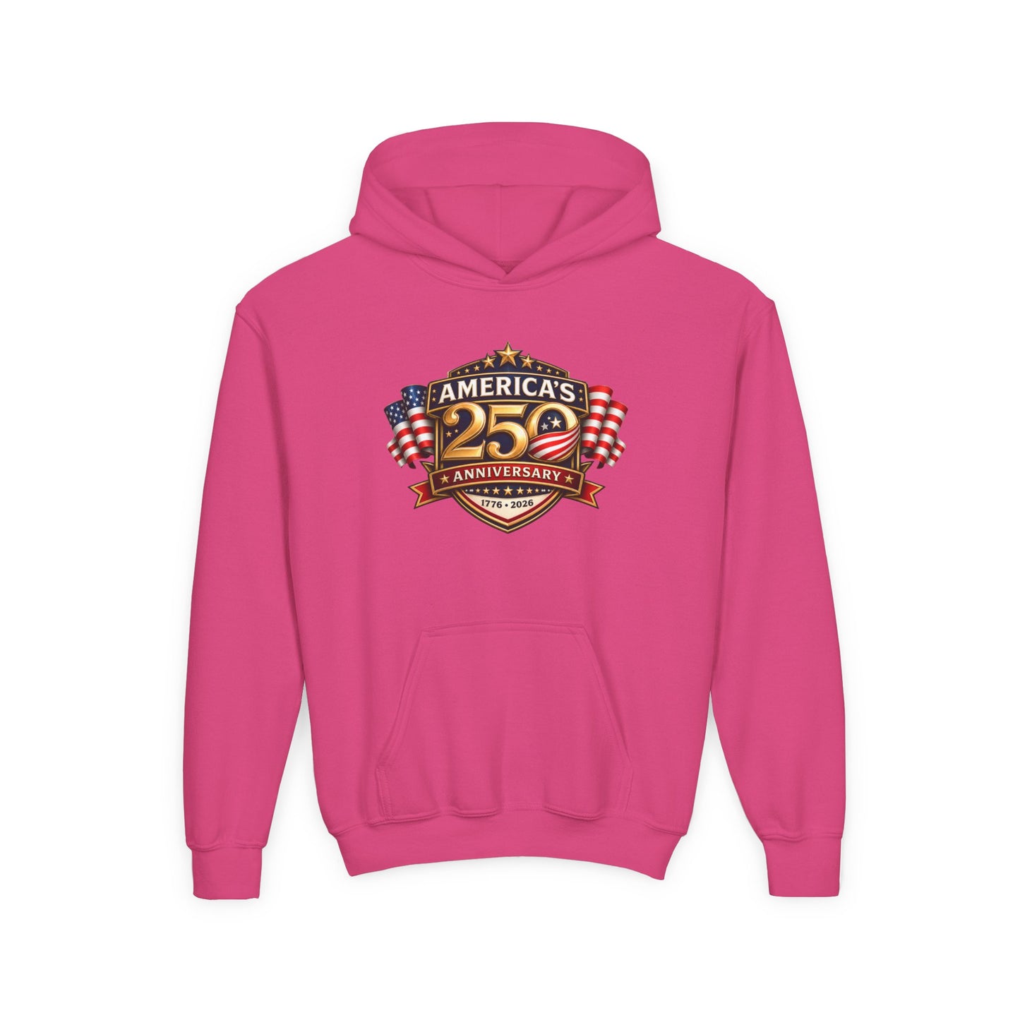Youth Hoodie — "America's 250th Anniversary" Patriotic 1776-2026 Celebration Design