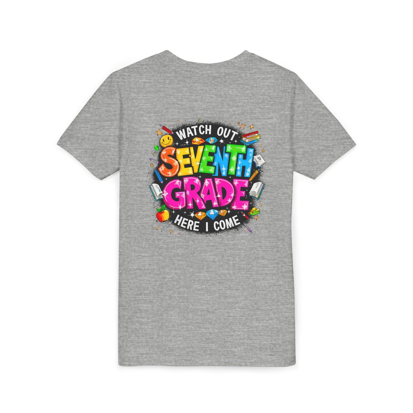 Seventh Grade Kids T-Shirt – “Watch Out Seventh Grade Here I Come” Back-to-School Tee
