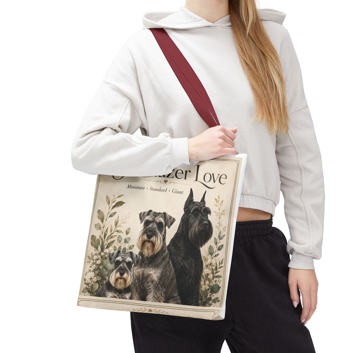 Schnauzer Love Tote Bag — Illustrated Dog Portraits, Miniature Standard Giant