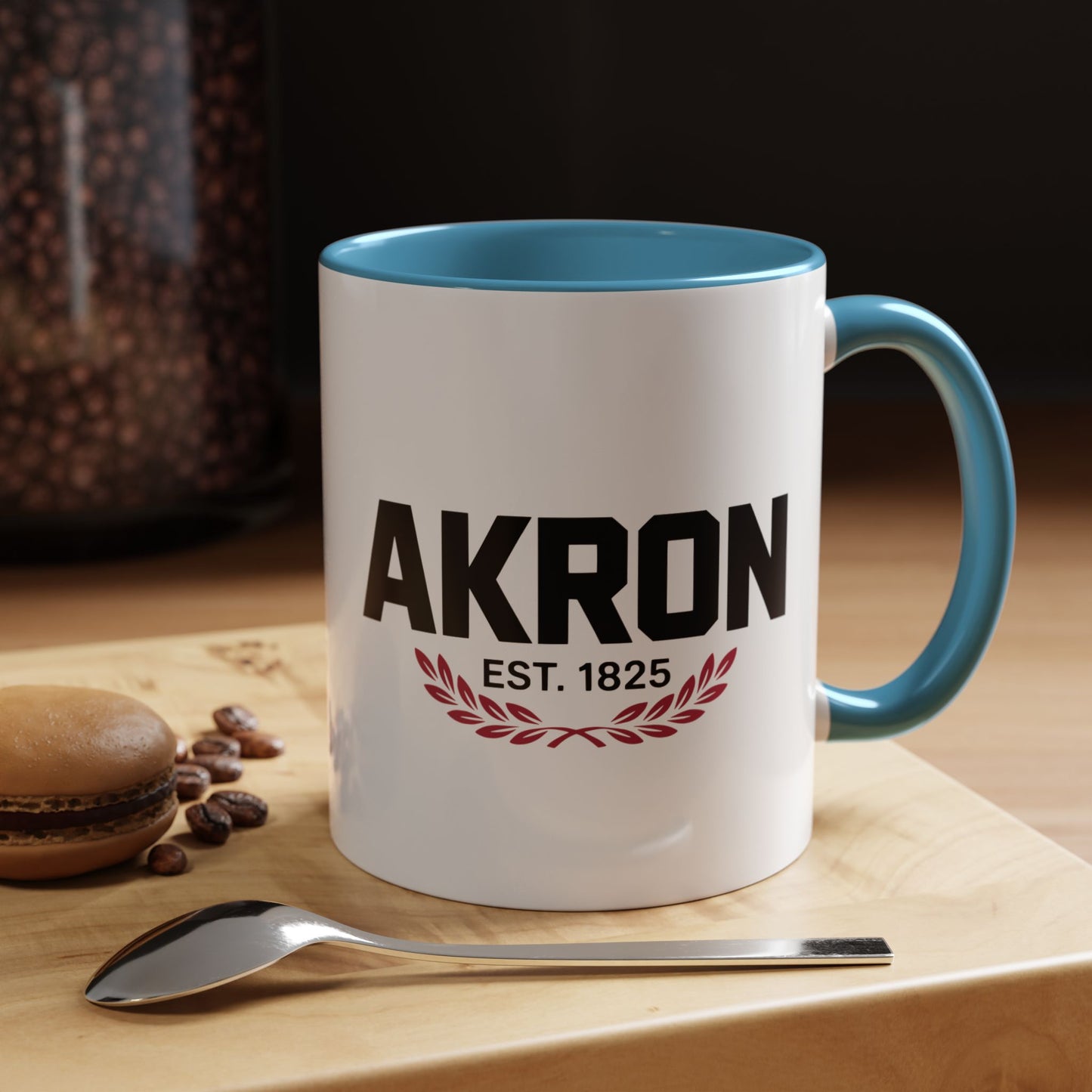 Akron Est. 1825 Accent Coffee Mug — Vintage City Pride Ceramic Mug