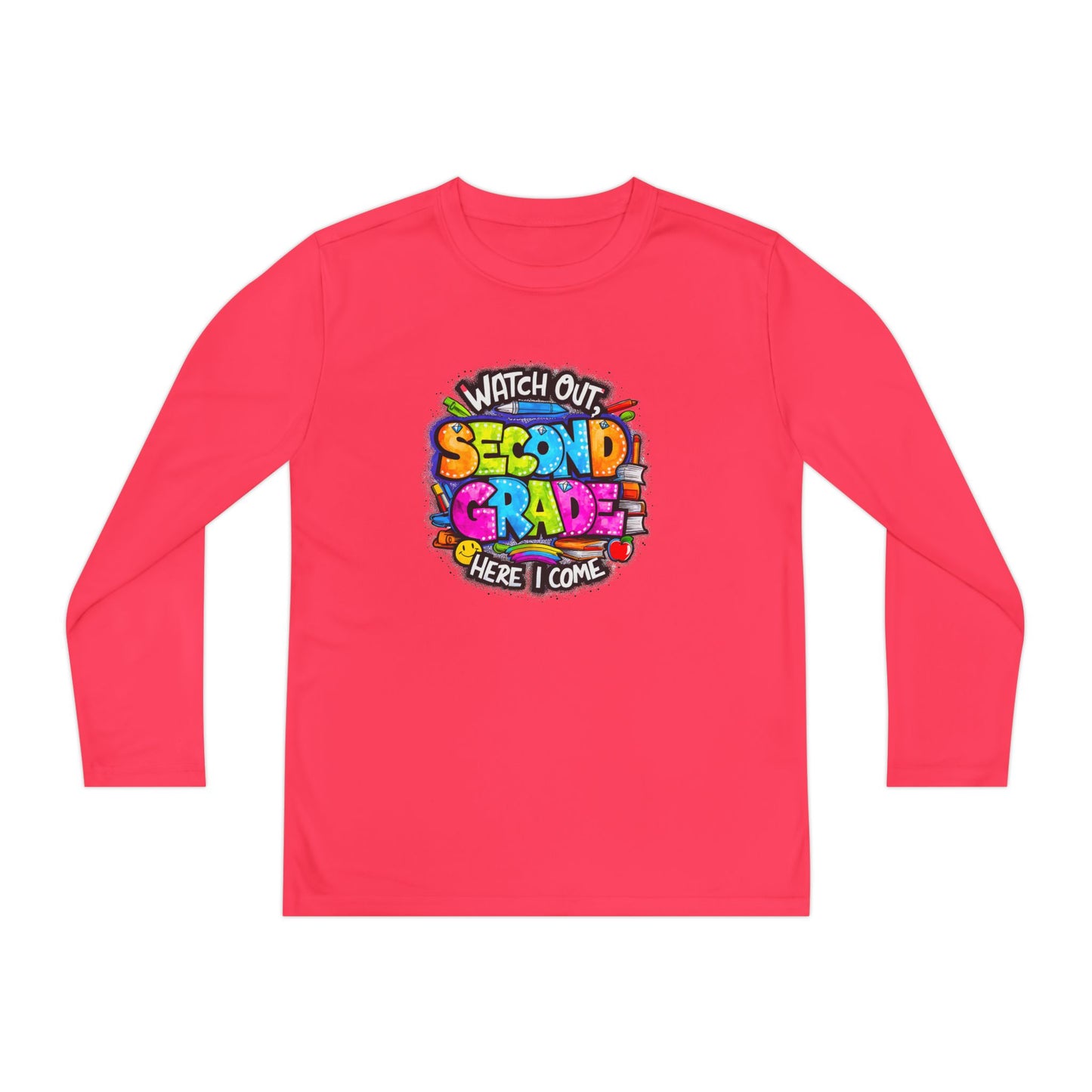 Second Grade Long Sleeve Tee — "Watch Out Second Grade Here I Come" Youth Shirt