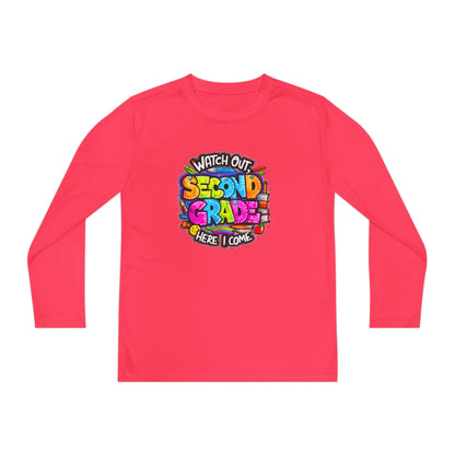Second Grade Long Sleeve Tee — "Watch Out Second Grade Here I Come" Youth Shirt