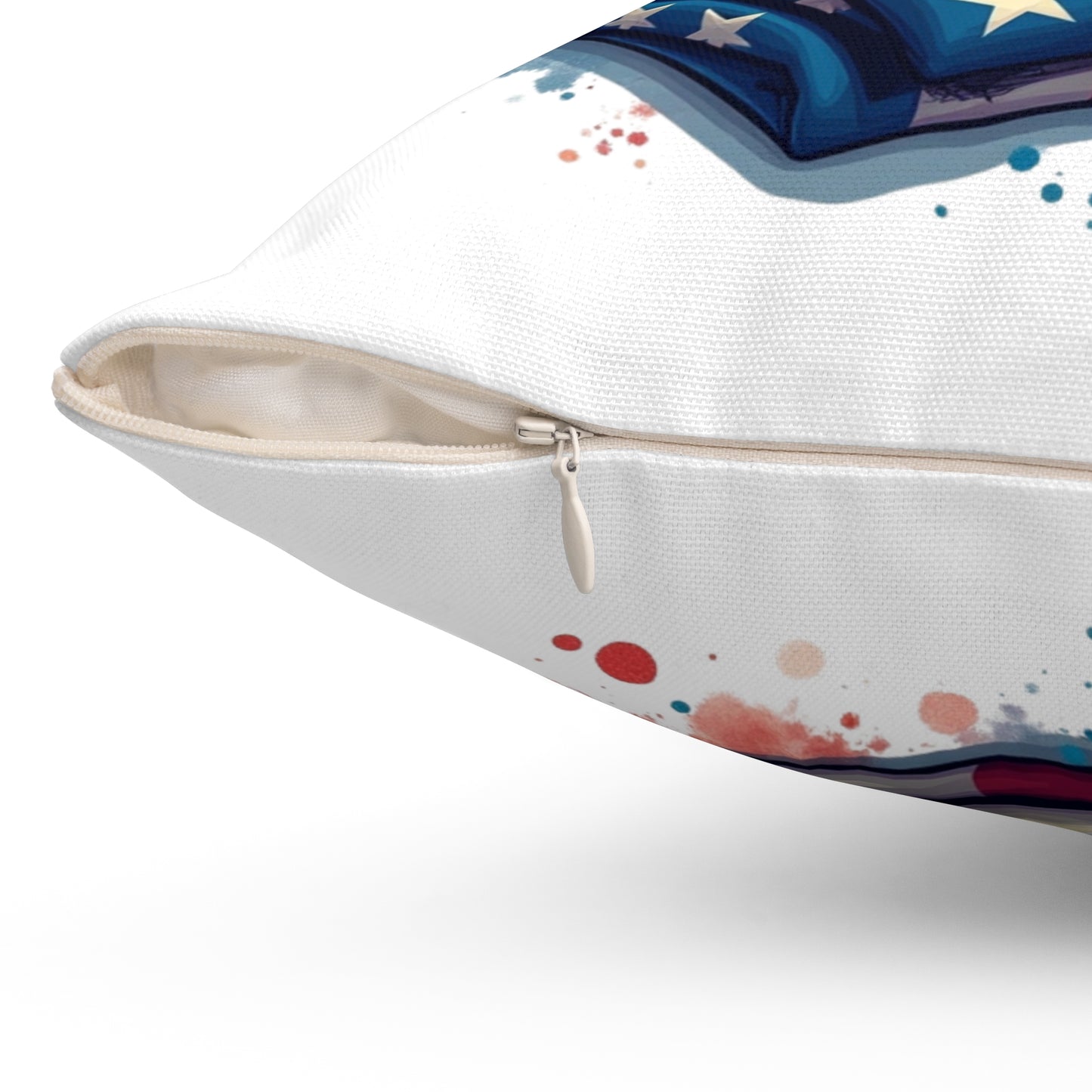 Never Forget 9/11 Memorial Throw Pillow — Firefighter Helmet & American Flag