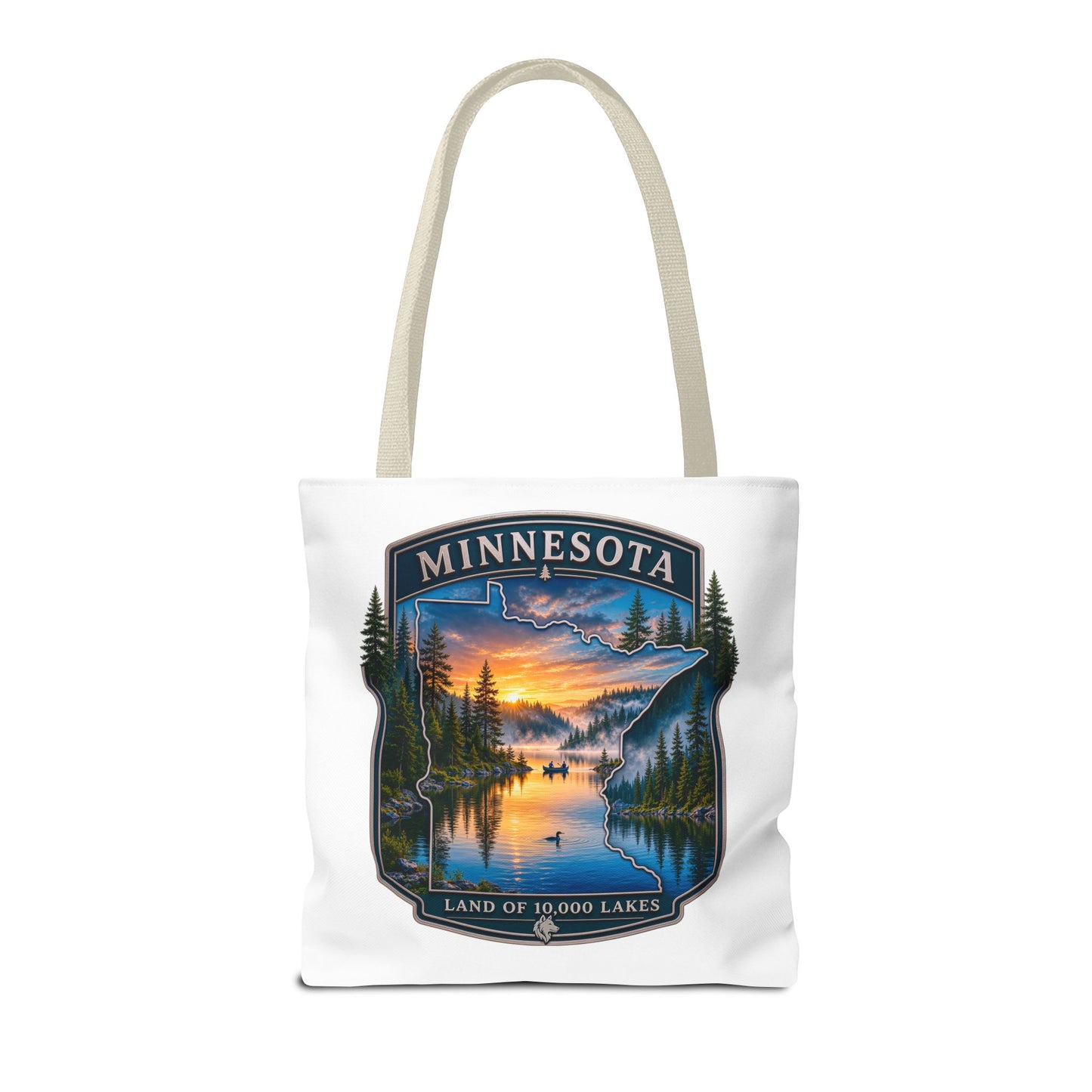 Minnesota Scenic Tote Bag — 'Land of 10,000 Lakes' Sunset Lake Design