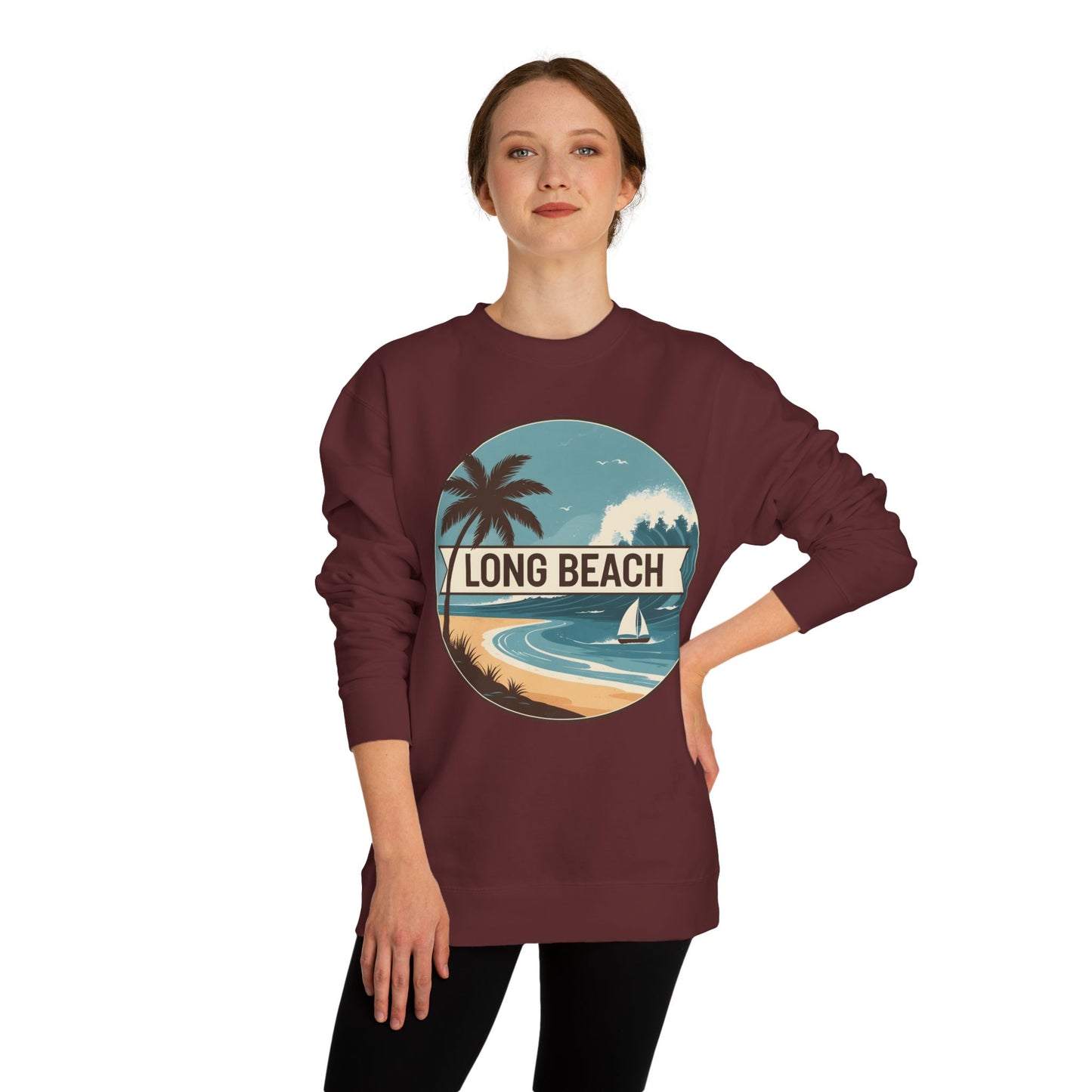 Long Beach Vintage Beach Scene Sweatshirt