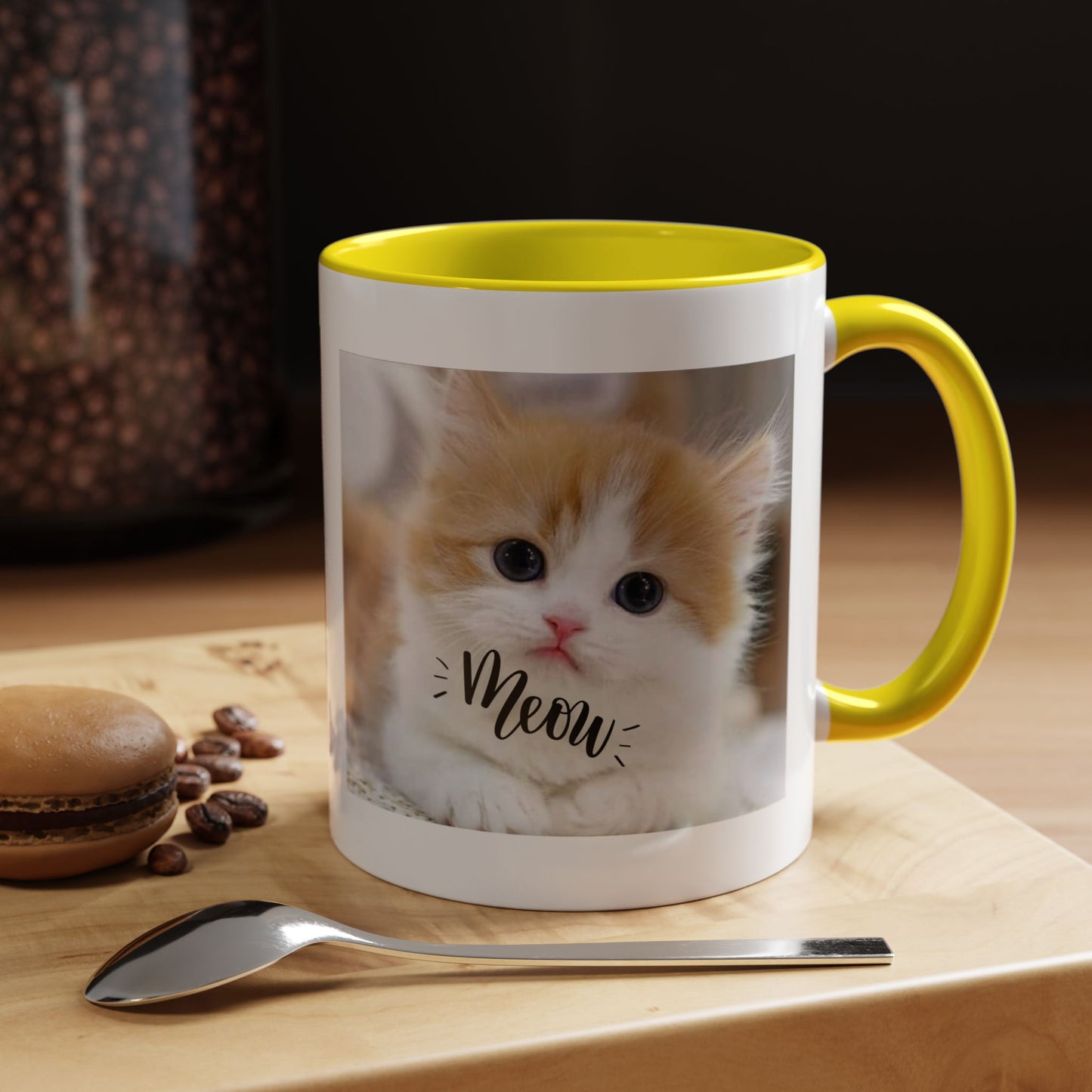 Cat Photo Coffee Mug - Cute Kitten 'Meow' Accent Mug (11/15oz)
