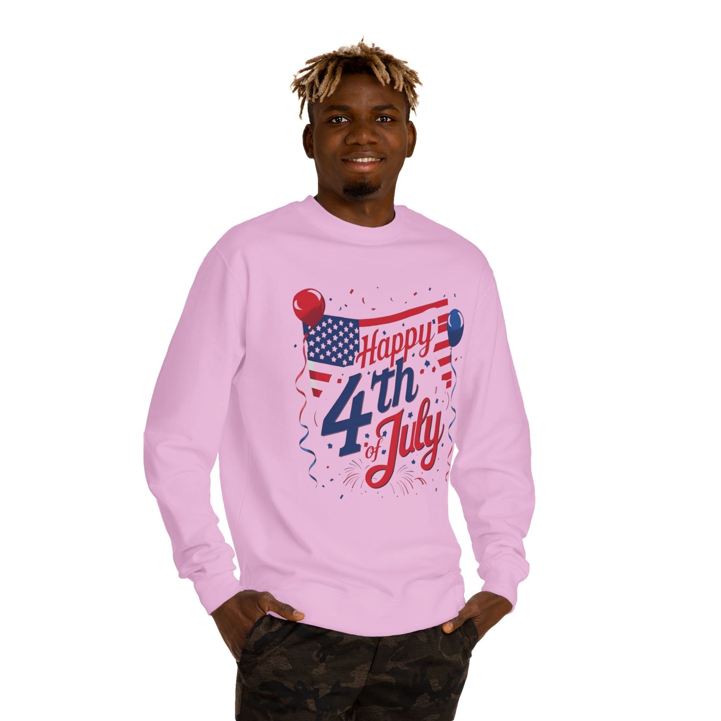 Happy 4th of July Crewneck Sweatshirt — Patriotic American Flag Design