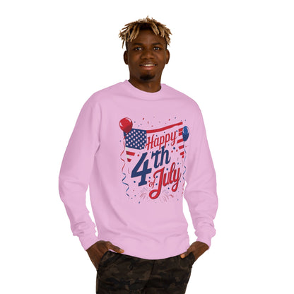 Happy 4th of July Crewneck Sweatshirt — Patriotic American Flag Design
