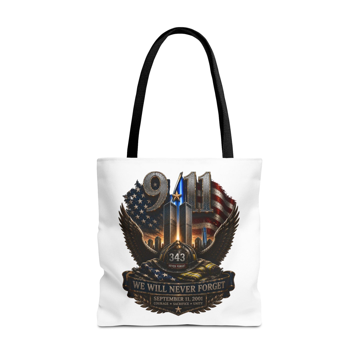 9/11 Memorial Tote Bag — "We Will Never Forget" Tribute Tote