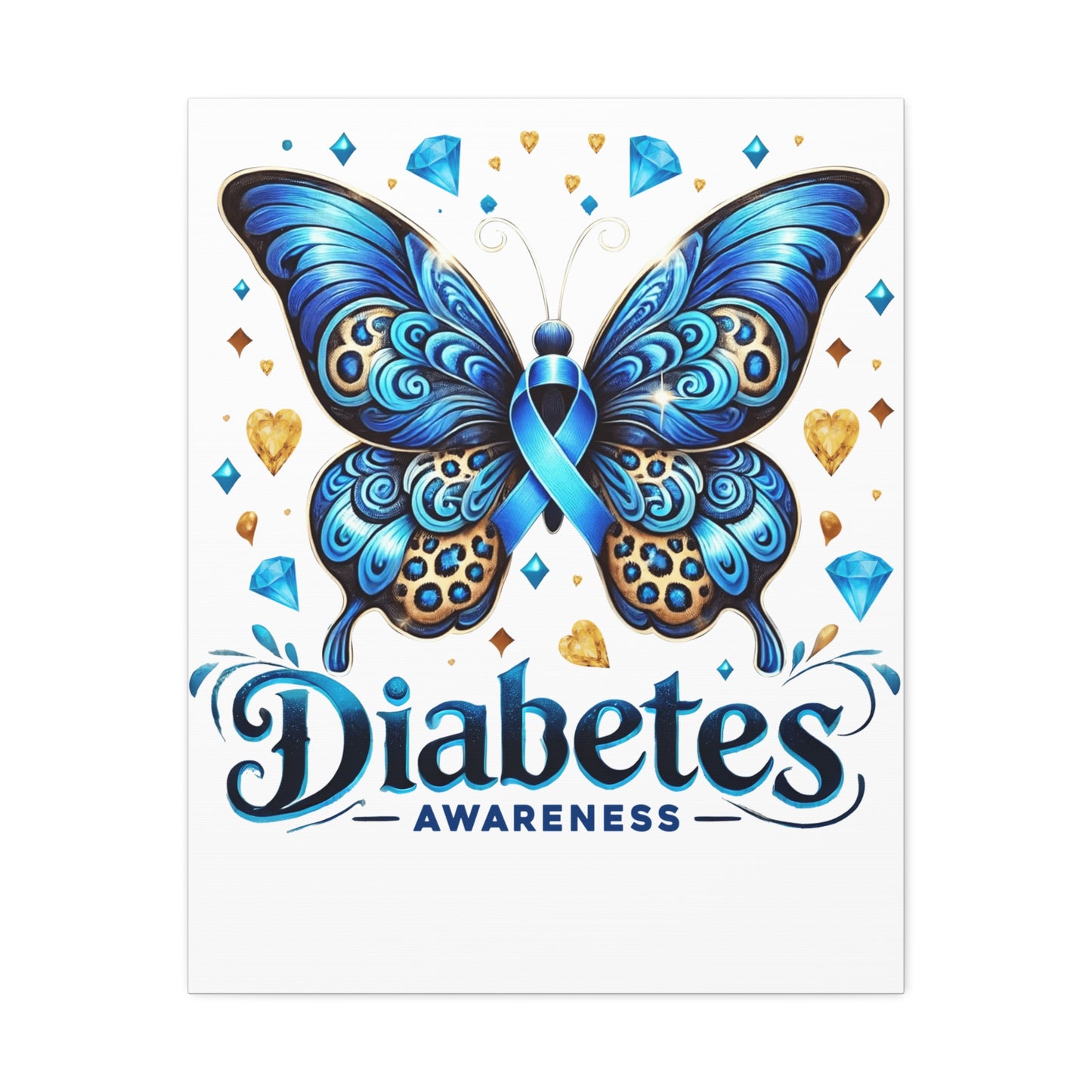 Diabetes Awareness Butterfly Stretched Canvas