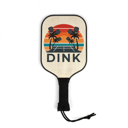 Pickleball Paddle Set - 'DINK' Retro Sunset Design (2 Paddles + Balls)