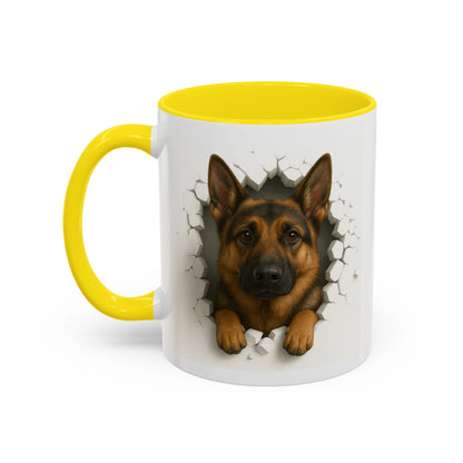 German Shepherd Coffee Mug — "Peek-a-Buddy" Accent Dog Mug (11/15oz)