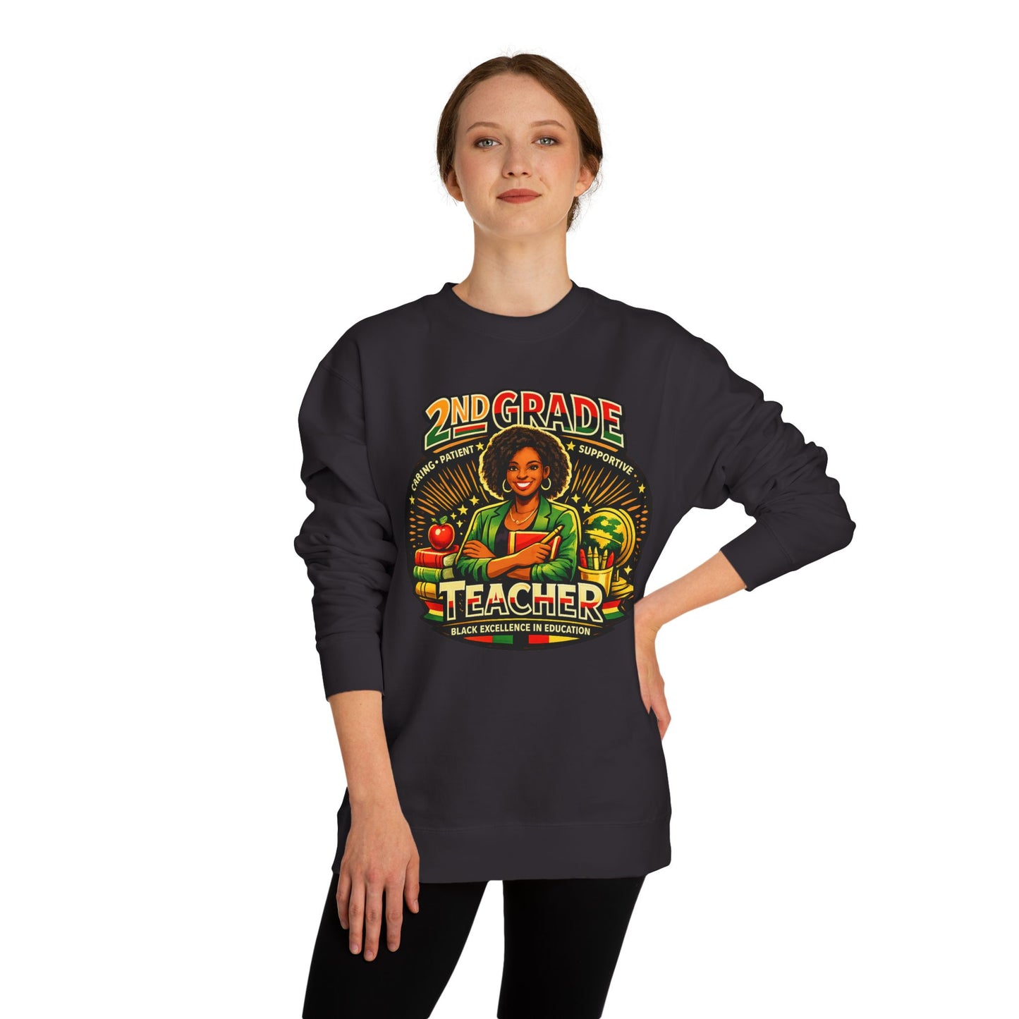 2nd Grade Teacher Sweatshirt — Proud Black Educator Crewneck