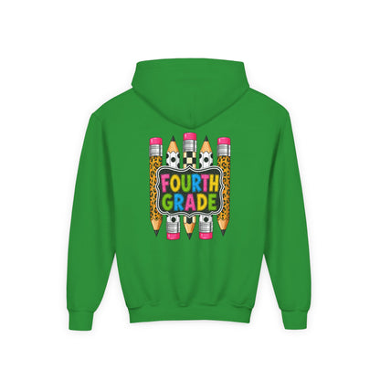 Fourth Grade Kids Hoodie — Colorful Pencil School Sweatshirt
