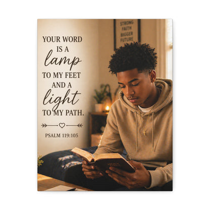 Stretched Canvas - "Your Word Is A Lamp" Psalm 119:105 Christian Wall Art