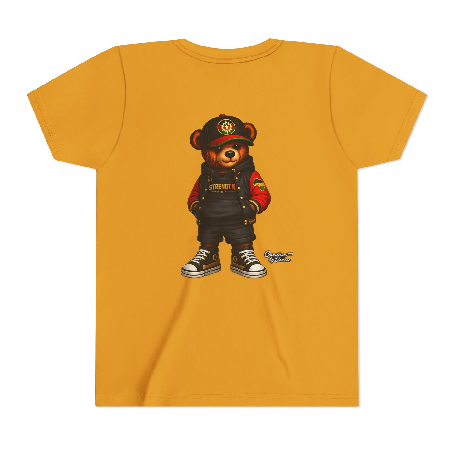 Kids Teddy Bear Streetwear Tee — 'Strength' Graphic Youth T-Shirt