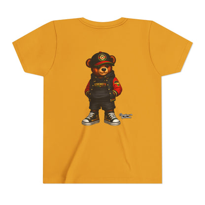 Kids Teddy Bear Streetwear Tee — 'Strength' Graphic Youth T-Shirt