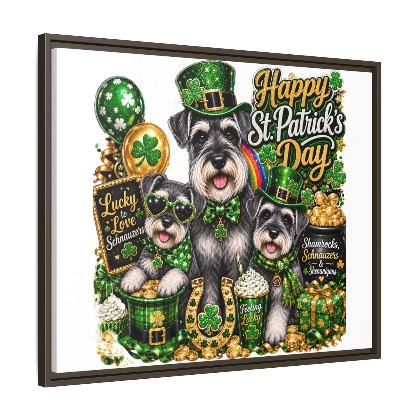 Happy St. Patrick's Day Schnauzer Canvas Print