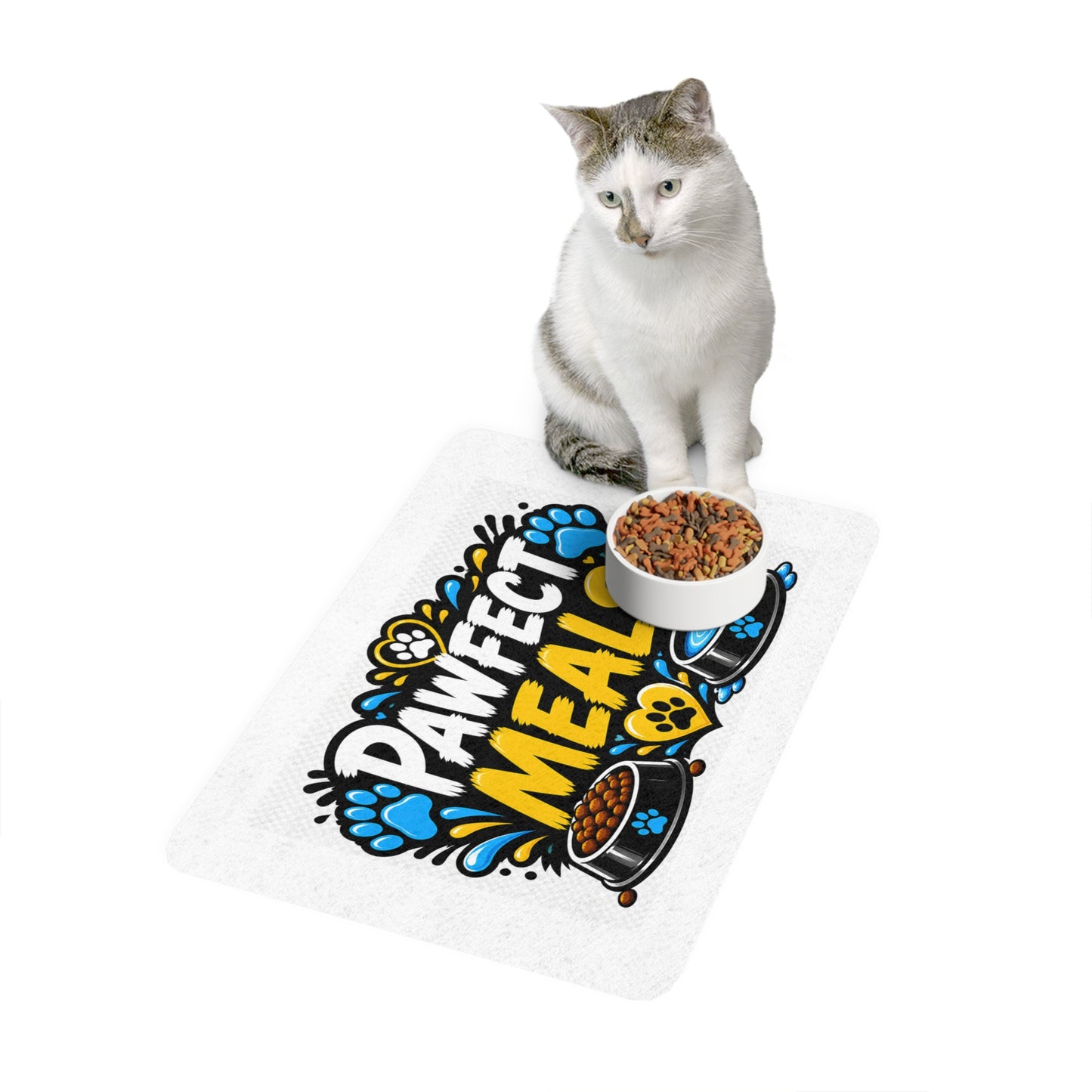 Pet Food Mat — "Pawfect Meals" Non-Slip Feeding Mat (12x18)